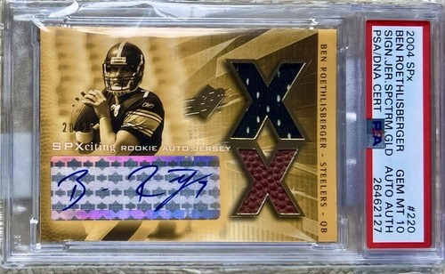 2004 SPX SPECTRUM AUTO JERSEY /25 BEN ROETHLISBERGER RC PSA 10 POP 1
