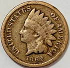 ** 1862 P ** INDIAN PENNY ** VARIETY 2 ** HOT DATE ** CIRCULATED CONDITION **