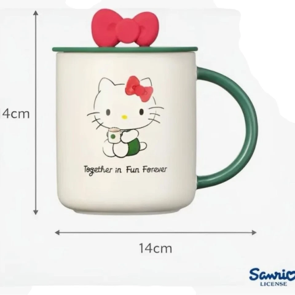 Taza de cerámica Hello Kitty x Starbucks con tapa de arco 3D - Edición limitada - Nueva en caja Foto 3 de 4