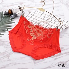 3X Women Middle Waist Knickers Briefs Lady Flower Embroidery Underwear Panties