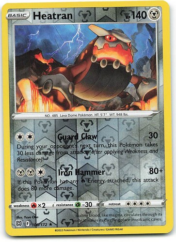 Heatran 100/172 Rare Brilliant Stars Pokemon Reverse Holo