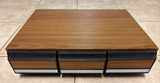 VTG Faux Wood Grain 3 Drawer Audio Cassette Tape Storage Holder Case Holds 36