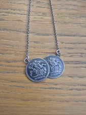 Sterling Silver Double St George Pendant and Chain 925 Hallmarked
