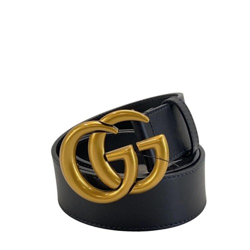 GUCCI Leather Belt Black Men's 414316 Double G