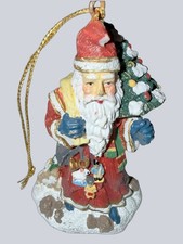 Vtg IRS SCO18 Santa Claus Christmas Ornament Hand Painted Resin 1994 Hanging
