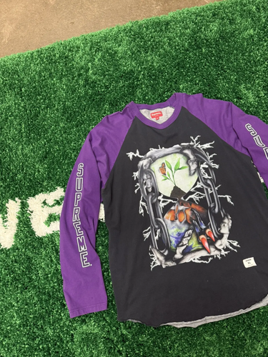 Supreme Hourglass Raglan Long Sleeve Top Sz. XL Black Purple - Picture 3 of 7