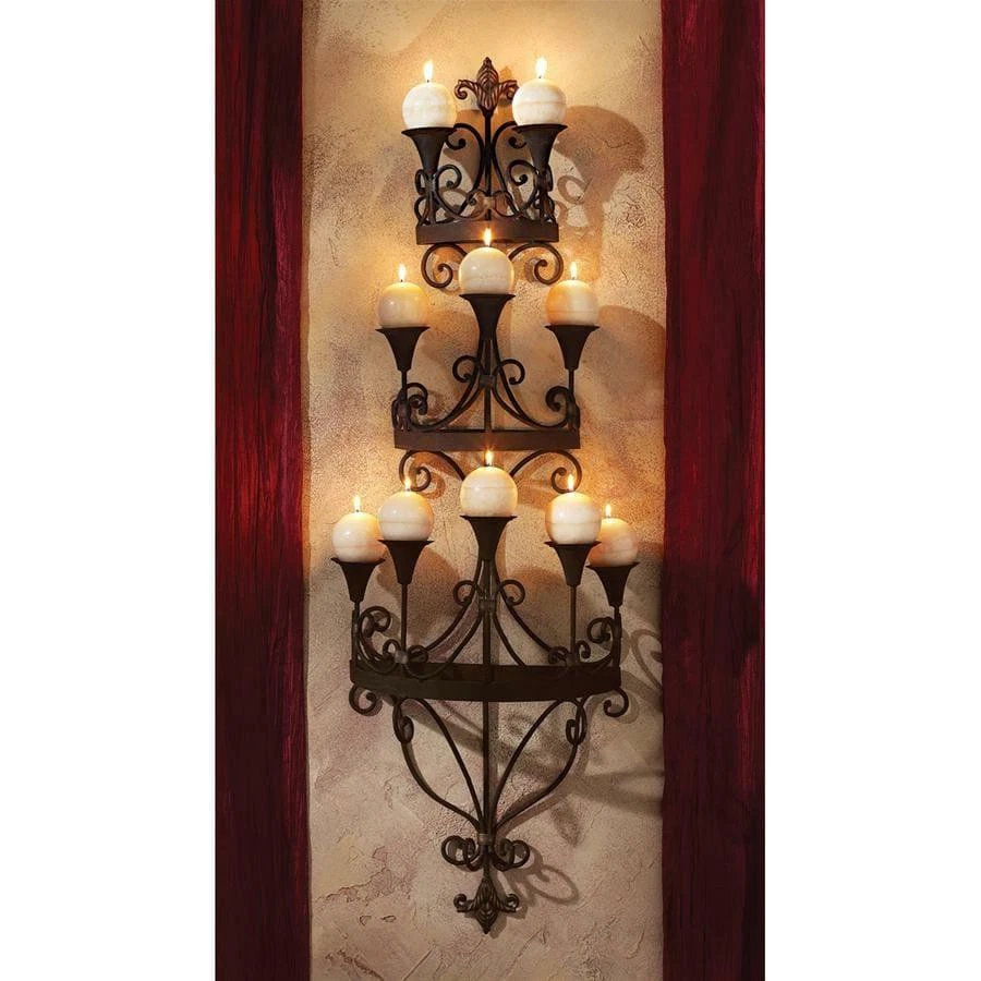Vintage Victorian Style 10 Candle Chandelier Wall Sconce Scrolled Pillar Holder