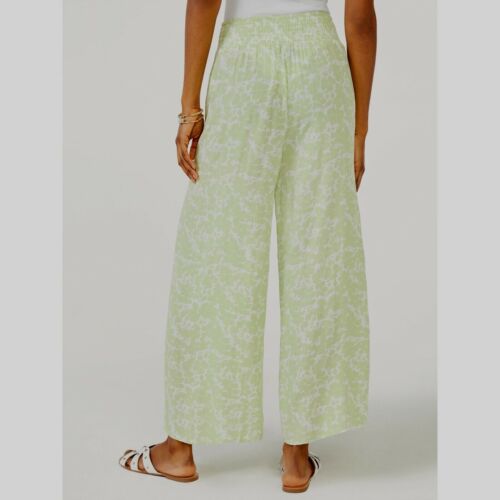 Scoop Women's Printed Wide Leg Ankle Pants, Mint Leaf, Large 12-14 - Picture 5 of 6