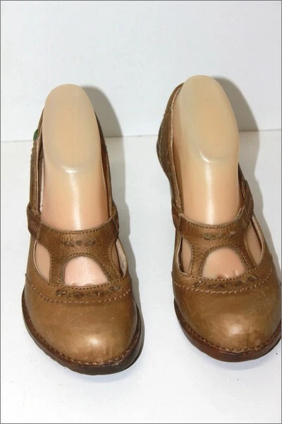 EL NATURALISTA Escarpins à Brides Cuir Marron Ocre Doublés Cuir T 39 TBE - Photo 4/4