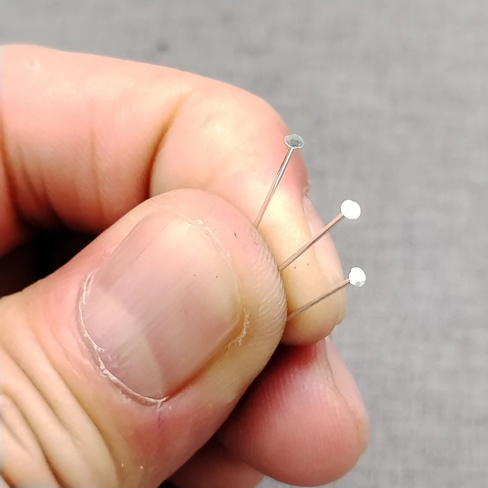 50 pasadores de cabeza de bola de plata de ley 925 aguja plana de 12 mm - 50 mm Foto 4 de 4