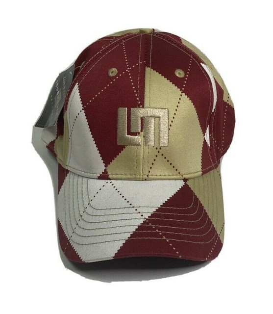 Loudmouth Golf Hat Baseball Cap Argyle Allover Burgundy Gold
