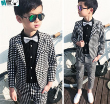 Toddler Boys Formal Suit Dress Coat Pants Kids Wedding Party Concert Clothes Set