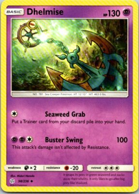 Dhelmise 98/236 Uncommon Regular Pokemon Sun & Moon Cosmic Eclipse Mint