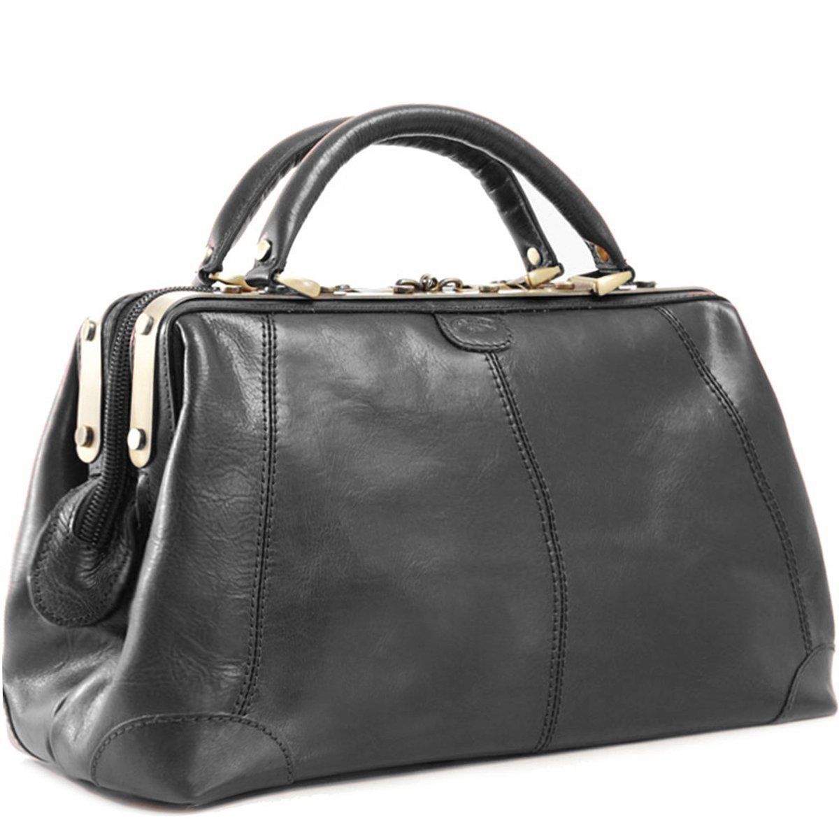 Sac à main en cuir noir Katana : élégance intemporelle et maroquinerie d'exception pour femme