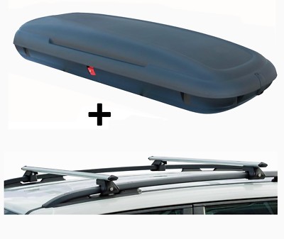 Dachbox CA480LCarbon Look+Alu Relingträger VDPCRV135 für für Jeep Renegade ab 14