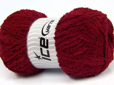 Dark Red Puffy Short Eyelash Yarn 68174 Ice Yarns 100 Gr 180 Yds Micro Fiber