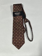 Mens Botany 500 Red Gold Floral Pattern Slip On Tie Matching Pocket Square NEW