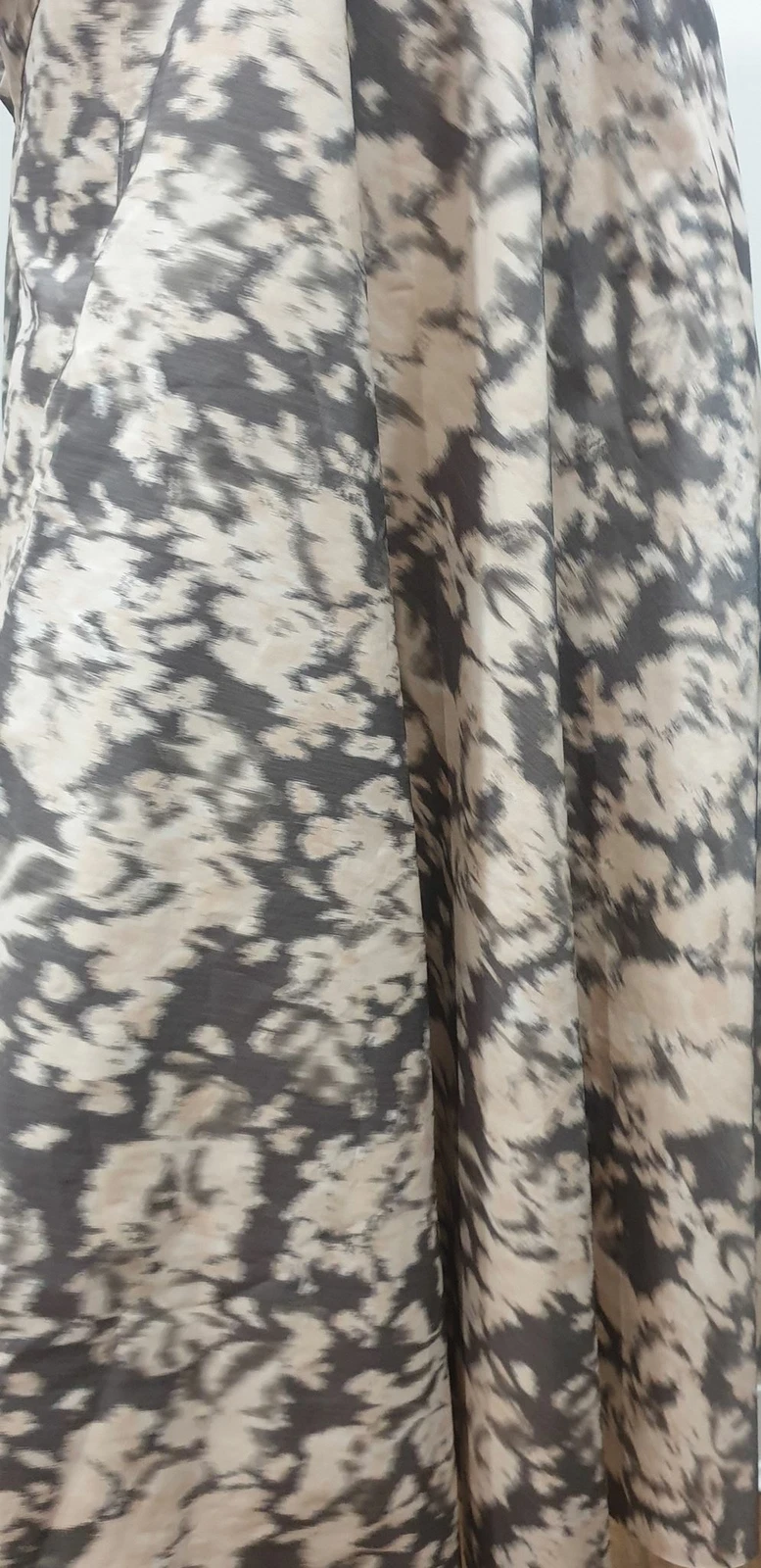 ACNE STUDIOS Abito ACNE panna e marrone sbavature stampa astratta senza maniche linea A lunghezza polpaccio 38