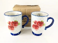 Lot 2 NEW THE PIONEER WOMAN 18 Oz HERITAGE FLORAL Latte Coffee Cup Mugs NIB
