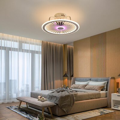 48W Ceiling Fan LED Light Chandelier Remote 3 Color Change USA