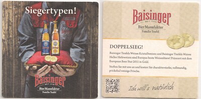 Baisinger Bier - alter Bierdeckel ''Siegertypen - European Beer Star 2011''