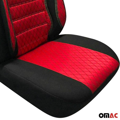Front Car Seat Covers Protector for Mercedes Polycotton Black Red 2Pcs - 第 10/10 張圖片
