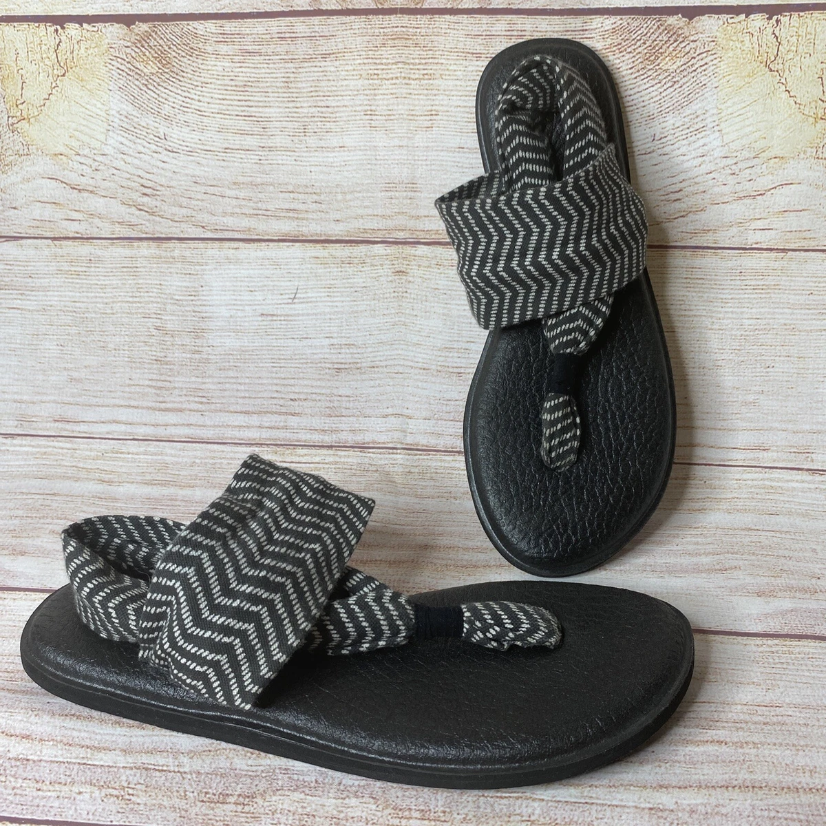 Sanuk Yoga Mat Sling Wrap Fabric Black Gray Congo Filip Flop