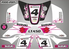 suzuki lta 50 quad graphics stickers decals name & number  lta50 pink