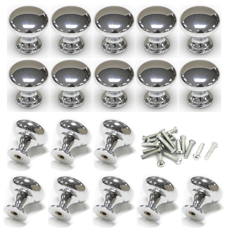 Polished Chrome Stainless Door Knobs Cupboard Drawer Cabinet Handles Kitchen UK - Image 2 of 4