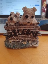 Figurine with Schnauzers and "Welcome" 4" X 4" X 2.5"