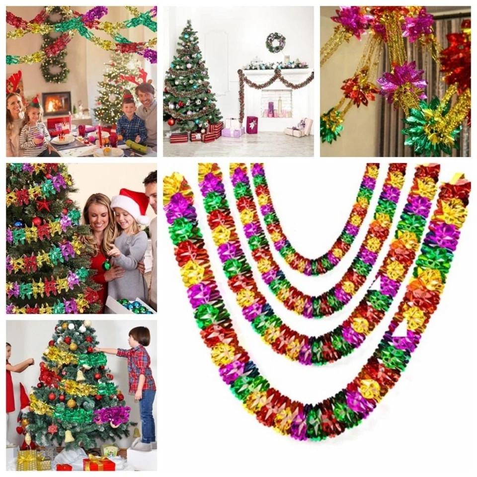 Weihnachten Foliengirlande extra lang Decke hängend Lametta Xmas Home Party Deko
