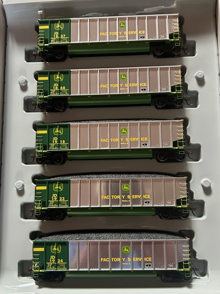 JOHN DEERE BETHGON COAL HOPPER PLATED set of 5 w/LOADS -HO SCALE NEW RARE - Image 4 of 4