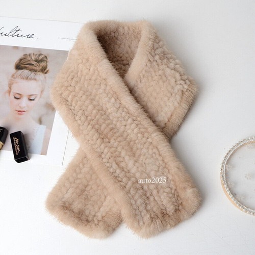Women's Real Mink Fur Scarf Winter Warm Rose Neckerchief Handmade Multicolor - Picture 11 of 28