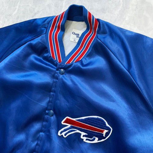 VTG 80s 90s NFL BUFFALO BILLS CHALK LINE SATIN JACKET SIZE XL MADE IN USA - Picture 2 of 6