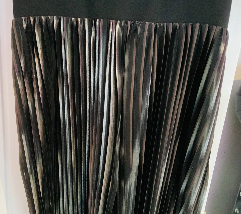 "Lujoso mono Alice talla 12 alto metálico plisado pierna ancha interior pierna 34""" Foto 4 de 4