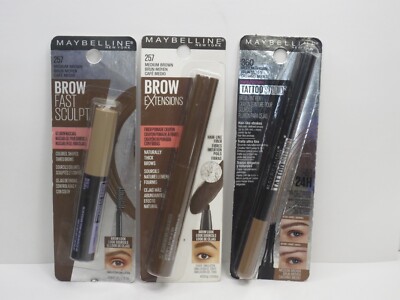 MAYBELLINE BROW MASCARA, BROW CRAYON & TATTOO STUDIO BROW TINT MEDIUM BROWN