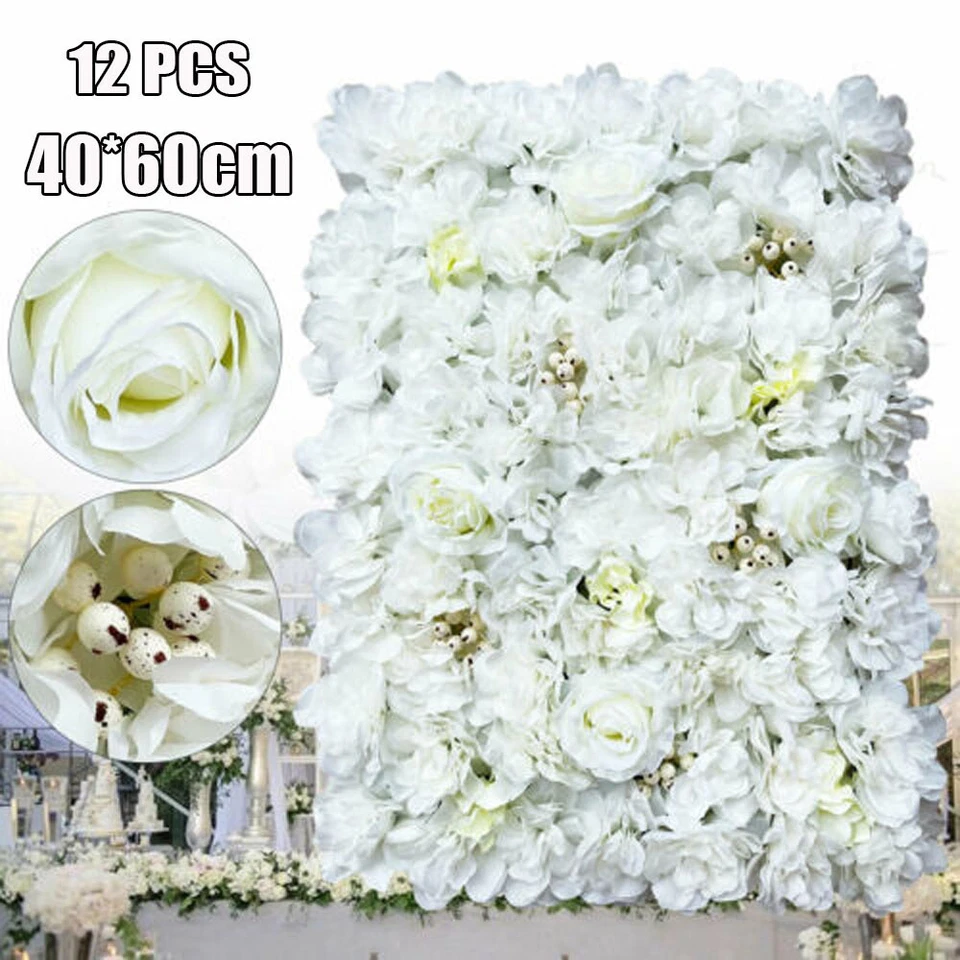 Flower Wall Panels Backdrop 12 Pcs Wedding Wall DIY 3D Floral Panels Handmade - Image 3 of 4