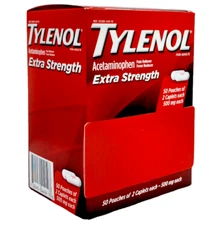 Tylenol Extra Strength, Pain Reliever & Fever Reducer 50 Packets of 2 Caplets