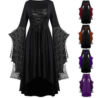 MARKENLOS Damen Karneval Mittelalter Hexe Vampir Gothic Partykleid Kostüm Fasching Cosplay
