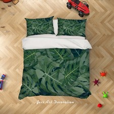 3D Tropical Green Leaf Quilt Cover Set Duvet Cover Bedding Pillowcases