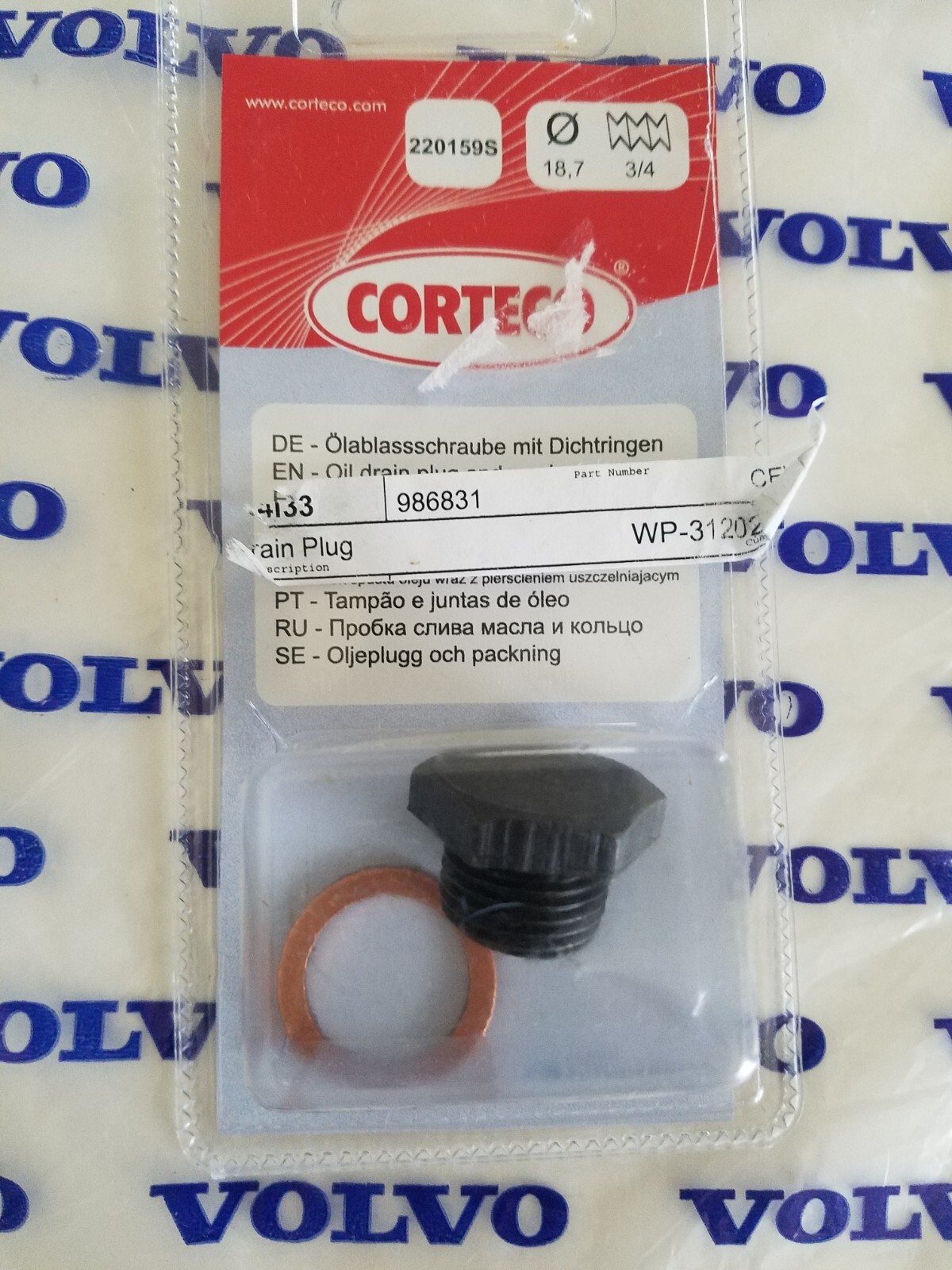 Volvo B18, B20, B30, B23, B230 Oil Drain Plug & Sealing Washer 122S