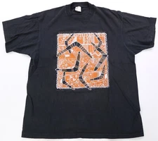 Rare Vintage RIM PACIFIC Primative Boomarangs Art Graphic T Shirt 90s Black OSFA