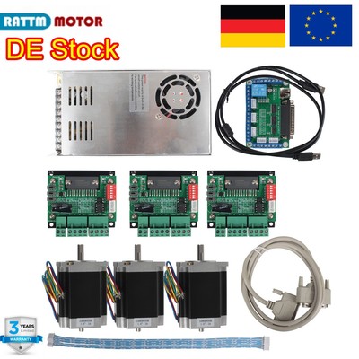 『DE』3 Axis Nema23 3A Schritmotor 76mm 270oz.in Driver Mach3 CNC Controller Board