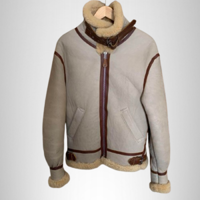 AVIREX Type B-3 Leather Flight Jacket Bomber Mouton Gray Size 34