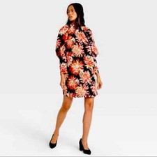 NWT Who What Wear Floral Puff Long Sleeve Dress S