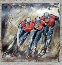 Rollerblade Schlittschuhlaufen Teamarbeit 3D Acryl Wandkunst Handgemacht SPORTS