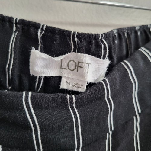 Loft Fluid Wide Leg Pants In Striped Crepe Size Medium Black And White - Picture 6 of 8