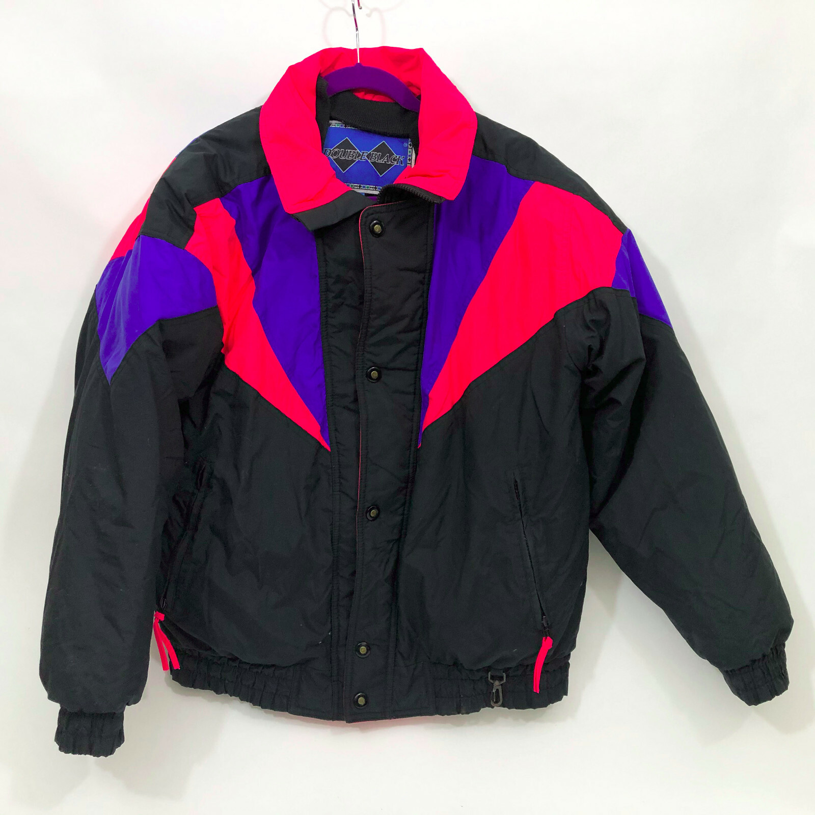 Double Black Mens Down Filled Ski Jacket Medium Black and Neon Color eBay