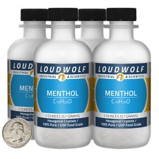 Menthol / 8 Ounces / 4 Bottles / 100% Pure USP Food Grade / Hexagonal Crystals