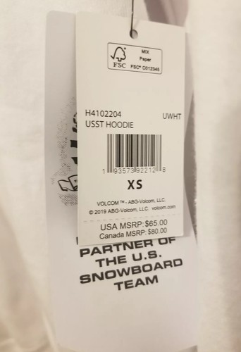 VOLCOM US Snowboard Sudadera con Capucha Hombres XS Blanco Pullover Atlético - Imagen 7 de 11